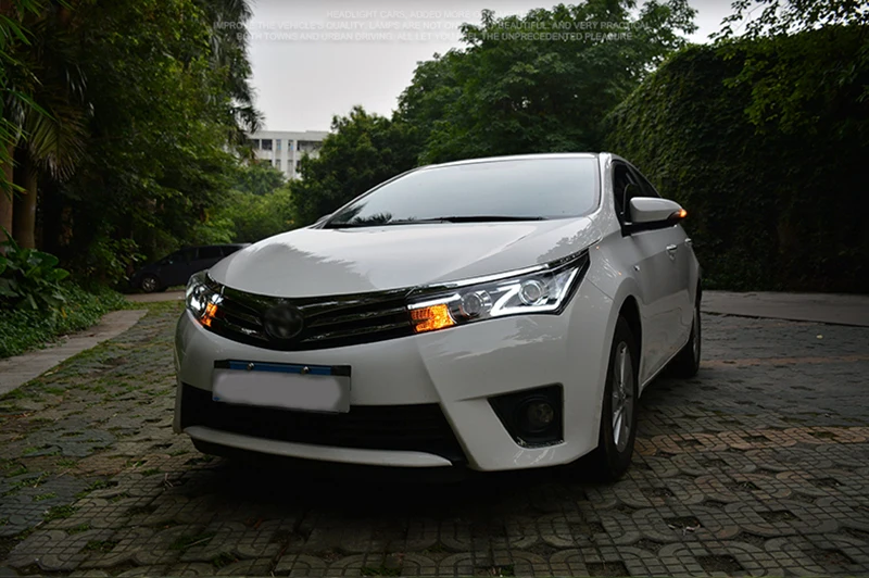 Светодиодные полосы фары передние лампы для Toyota венчик Альтис светодиодный фары DRL Биксеноновые линзы