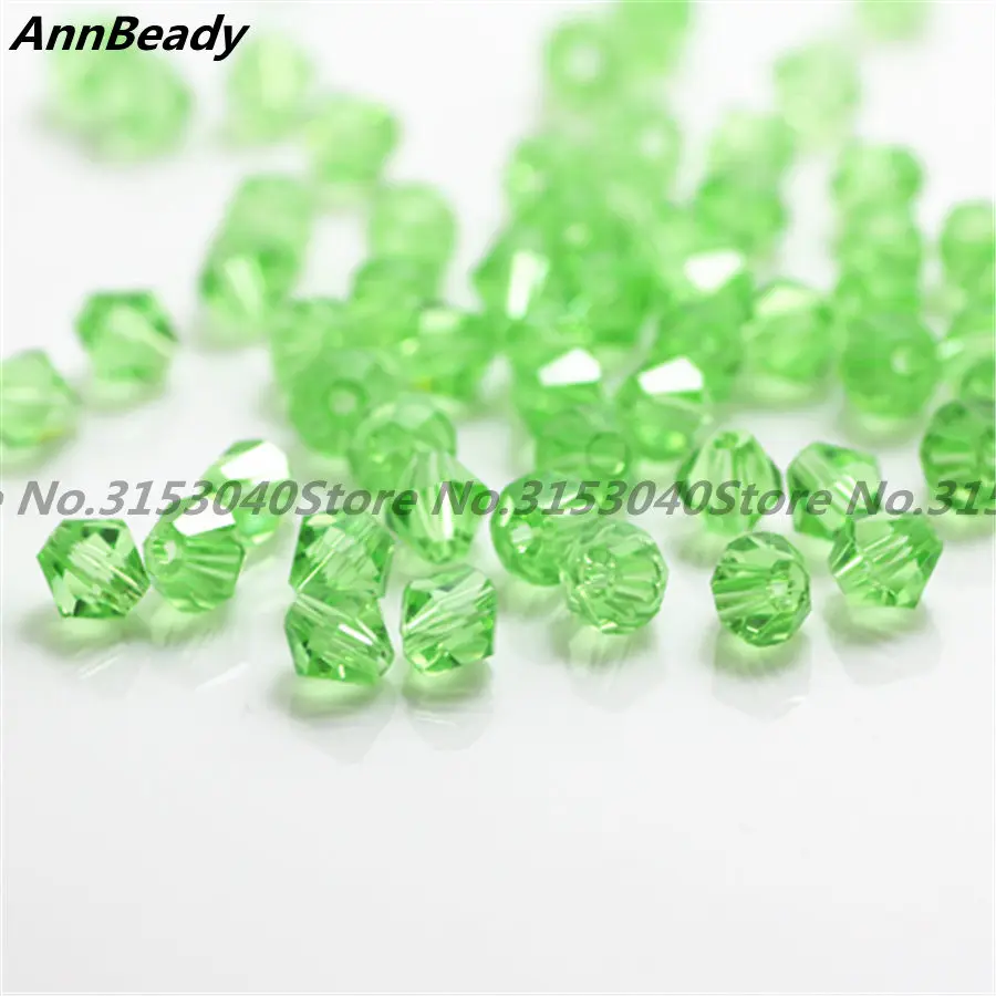 Light Green 100 шт цельные белые бусины AB цвета 4 мм стеклянные бусины для рукоделия для изготовления ювелирных изделий из австрийского хрусталя - Цвет: Light Green