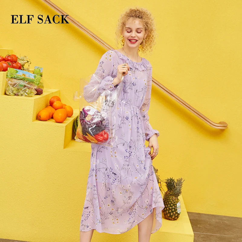 Женское цветочное шифоновое платье ELF SACK лавандовый богемный женский комплект из