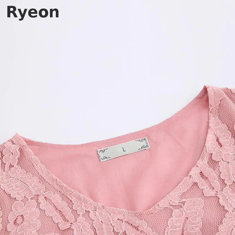 Ryeon L 5xl Плюс Размер Повседневная Кружева Женщин Dress Оборками Выше Колена мини Flare