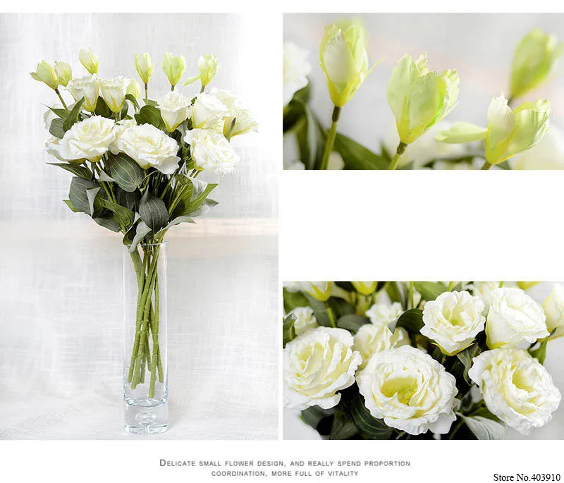 1 шт. Европейский искусственный цветок 3 головки поддельные Eustoma Gradiflorus Lisianthus Рождество Свадьба Праздник декор дома 5 цветов