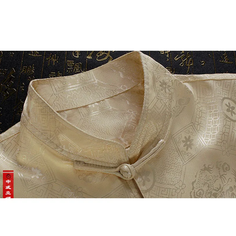 Мужской костюм Тан с коротким рукавом рубашка RayonShirt традиционная китайская