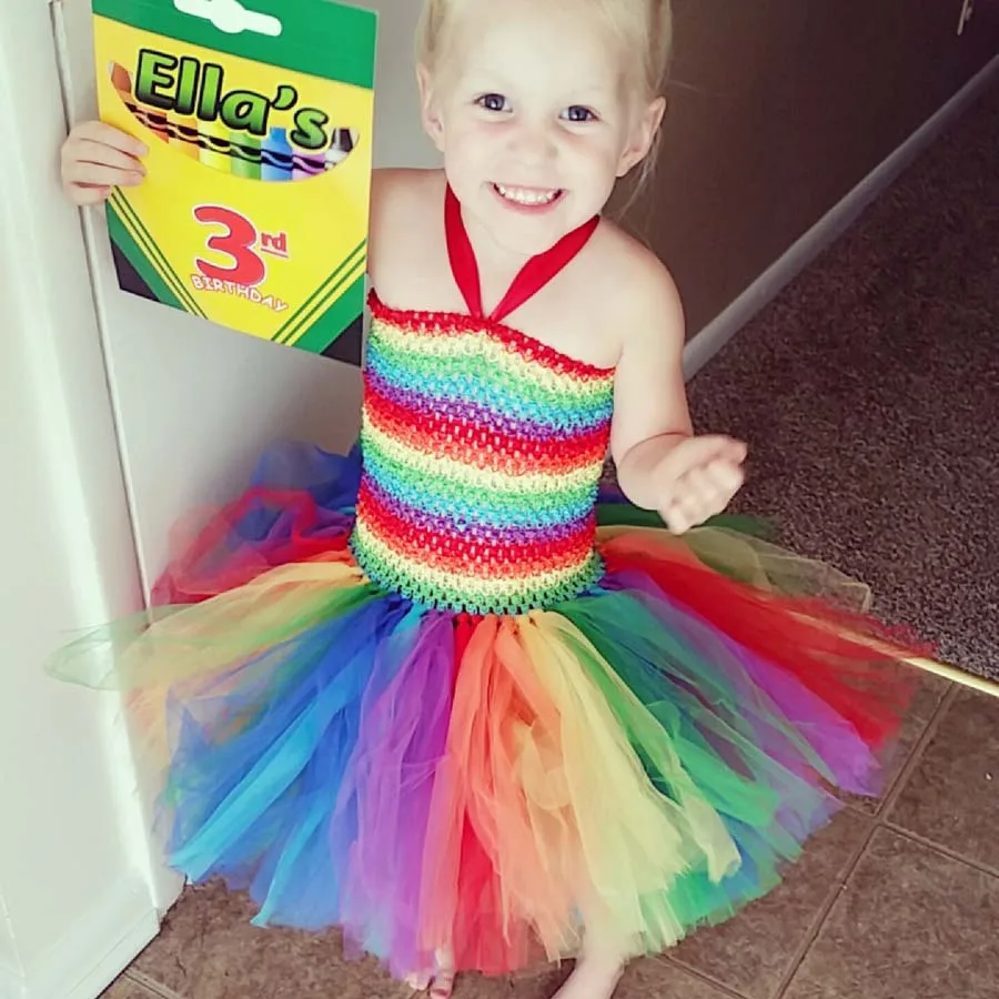 Ksummeree Rainbow Bright Fun Fluffy Tutu Dress Girls Summer Baby Birthday Party Halloween Christmas Costume TS126 | Детская одежда и