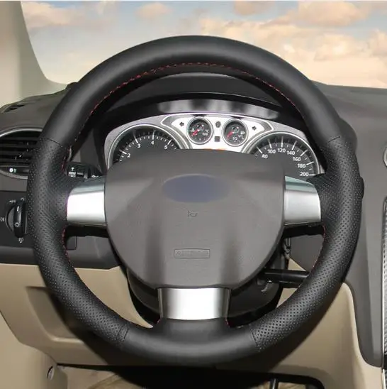 Черный кожаный ручной работы рулевого колеса автомобиля крышки для Volkswagen Golf 4 Passat