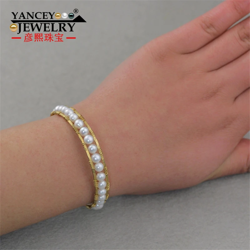 Оригинальный дизайн натуральный белый жемчуг браслеты ручной работы для женщин