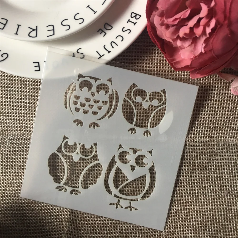 1 шт. 13 см 5 &quotСовы DIY трафареты для раскрашивания стен раскраска скрапбукинга