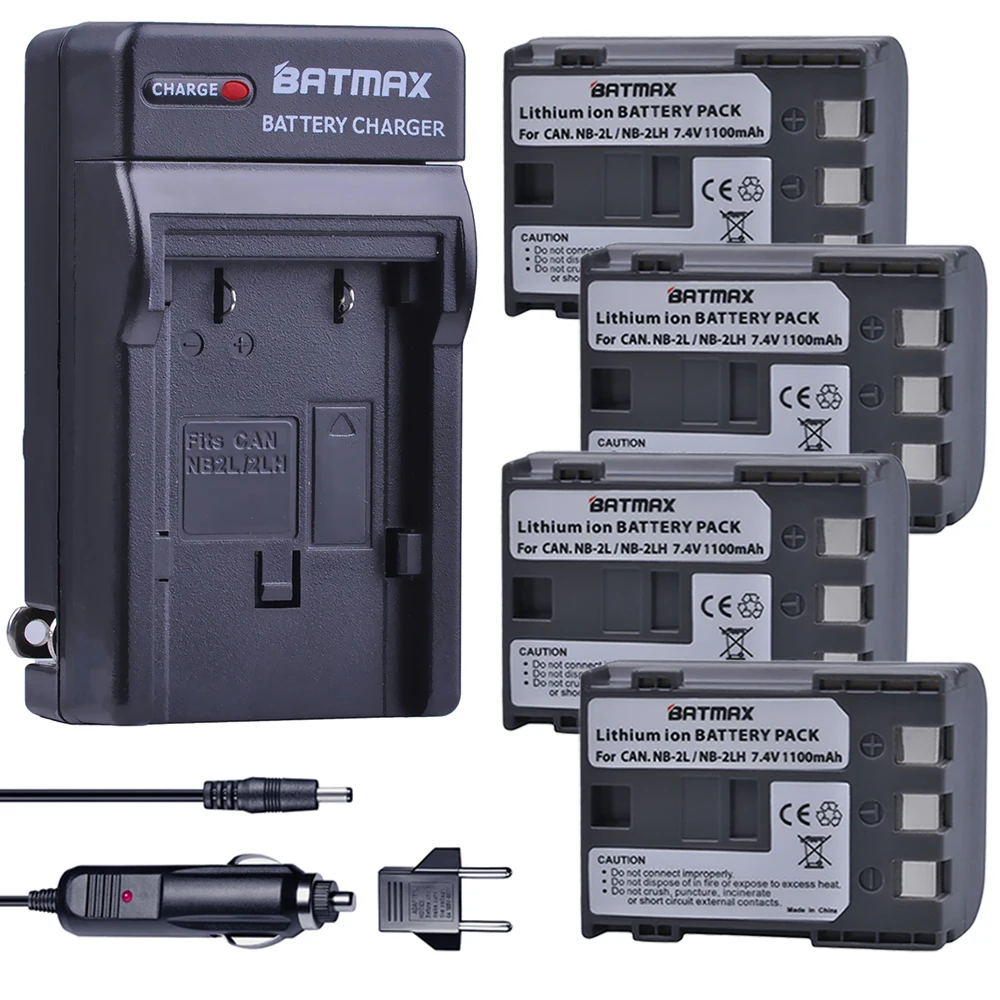 Аккумуляторная батарея для камеры Batmax 4 шт. NB 2LH 2L + настенное автомобильное