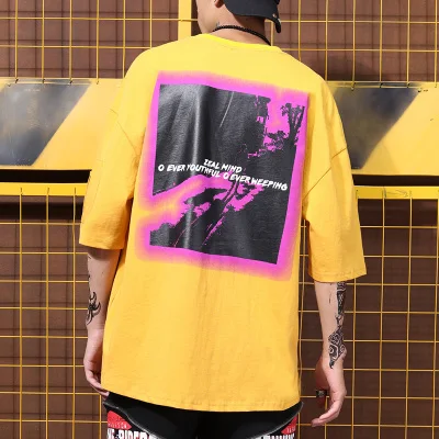 Летний тренд, мужчины и женщины, индивидуальность, граффити, язык, принт, уличный пол, футболка с короткими рукавами - Цвет: Цвет: желтый