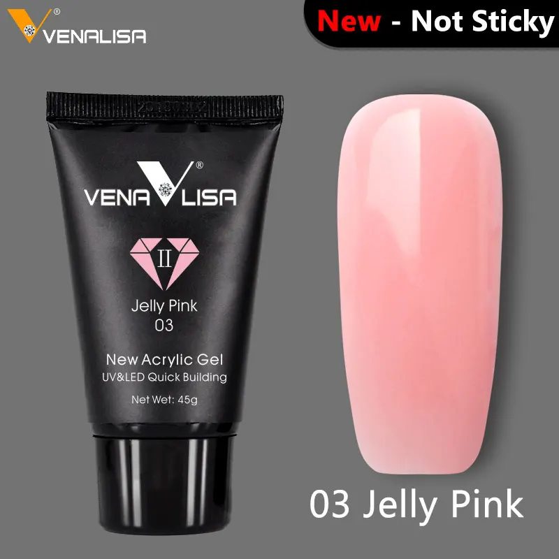 03 Jelly pink New VENALISA полигель 45 г дизайн ногтей canni Французский маникюр прозрачный камуфляж цвет быстрое наращивание ногтей кристалл УФ гель полигель - Цвет: 03 Jelly pink New