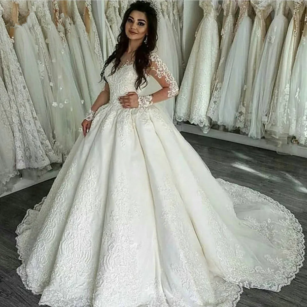 Vestido de Noiva Роскошные бальное платье принцессы Свадебное из атласа элегантная