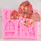 3D мультфильм искусство Сказочный Дом деревянные двери и окна силиконовая искусство Полимерная глина украшение торта