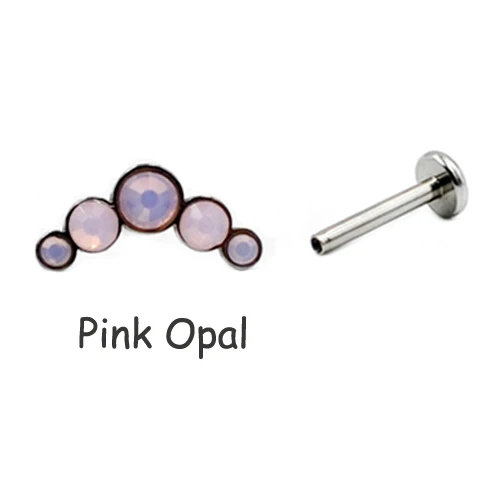 Pink Opal Gem 1 шт. титановая сталь опал губы Лабрет ушной хрящ спираль серьги пирсинг ювелирные изделия перегородка кликер внутри 16 г нить - Окраска металла: Pink Opal Gem