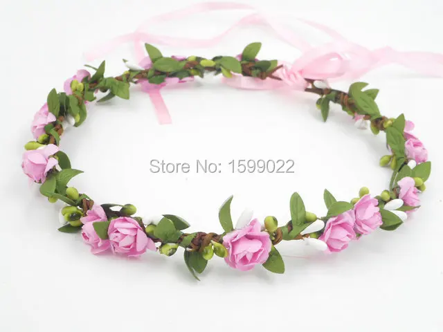 Женский обруч для волос в стиле Бохо повязка на голову с цветами розовый головной