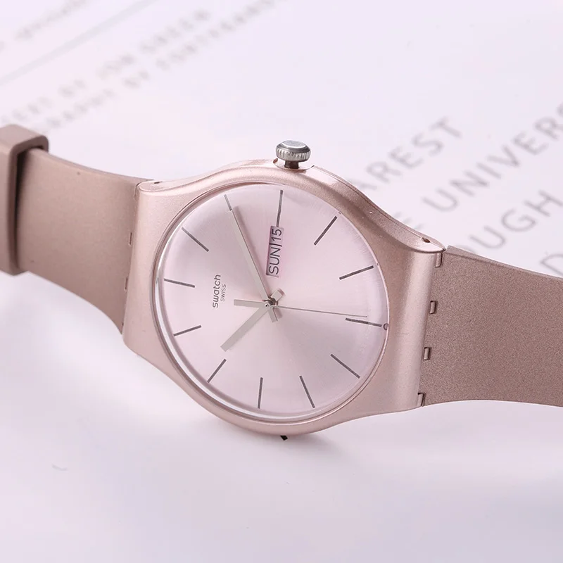 Часы swatch оригинальные цветные серии Простые Модные кварцевые часы SUOP704|Кварцевые