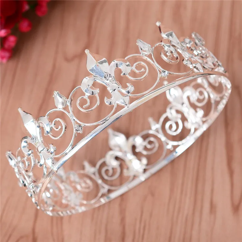 Silver Women Tiara Регулируемая Великолепная Хрустальная Свадебная Мужская диадема, корона для мужчин, головной убор, стразы для волос, Орна для мужчин, ts, свадебная головка, ювелирное изделие, аксессуары - Окраска металла: Silver Women Tiara