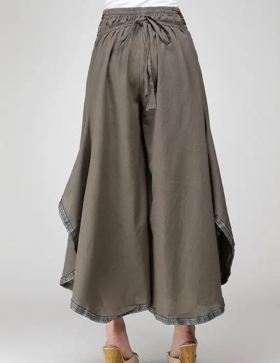 Женские свободные брюки из хлопка и льна свободного покроя с широкими штанинами