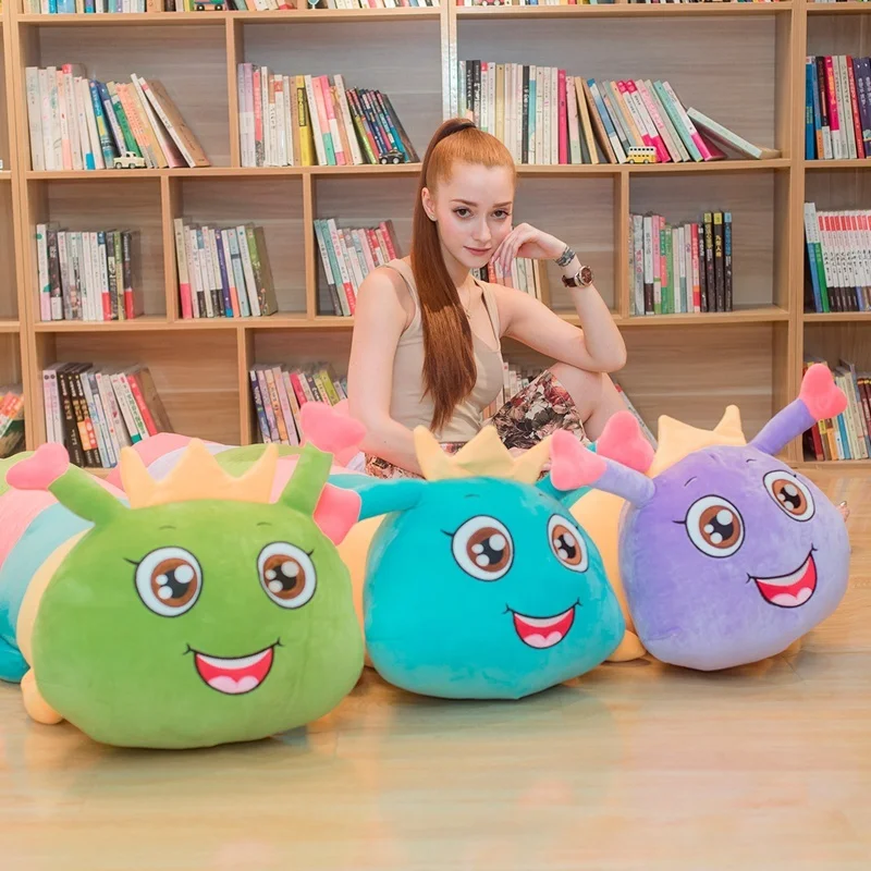 

90/110/130cm Large Soft Colorful Carpenter Worm Plush Toy Climbing Mat Pillow Toys For Children