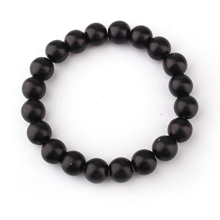 New Natural stone mill black sand 10 mm elastic line bracelet beads yoga leisure sports | Украшения и аксессуары