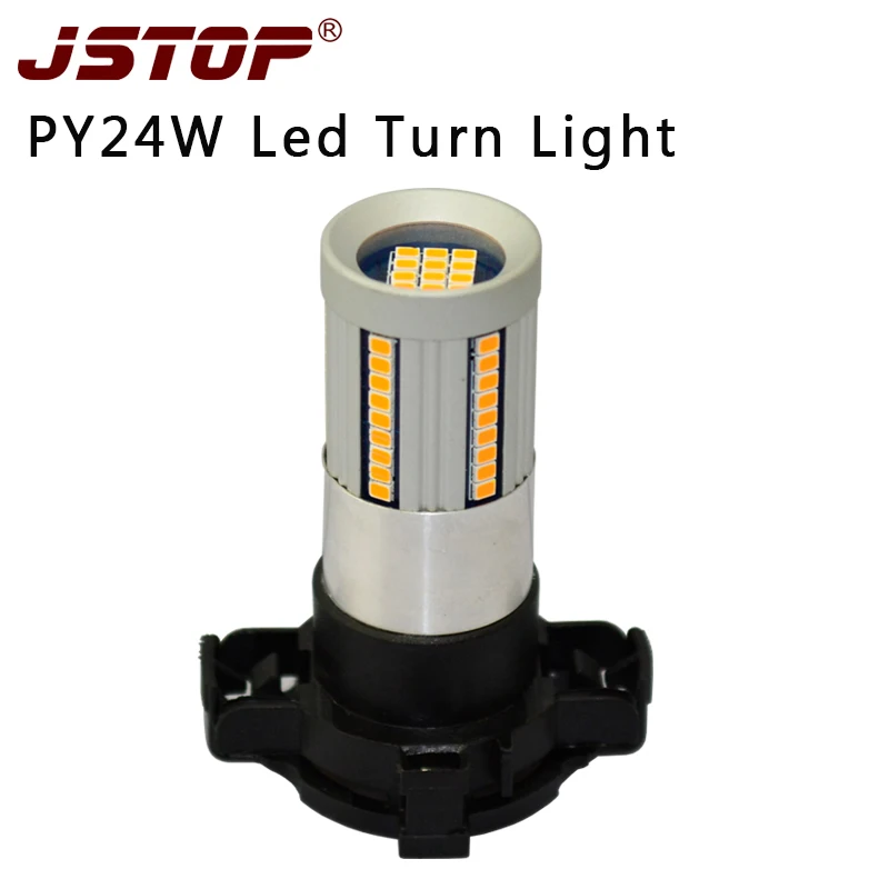 JSTOP No Resistor Required Yellow LED PY24W canubs NO error Amber lamp LED car Bulbs For Front Turn Signal Lights No Hyper Flash