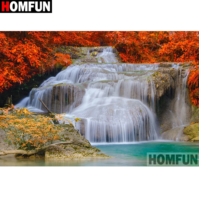 

Алмазная 5D картина HOMFUN «Водопад», вышивка крестиком, картина «сделай сам» с полными квадратными/круглыми стразами, подарок для домашнего де...