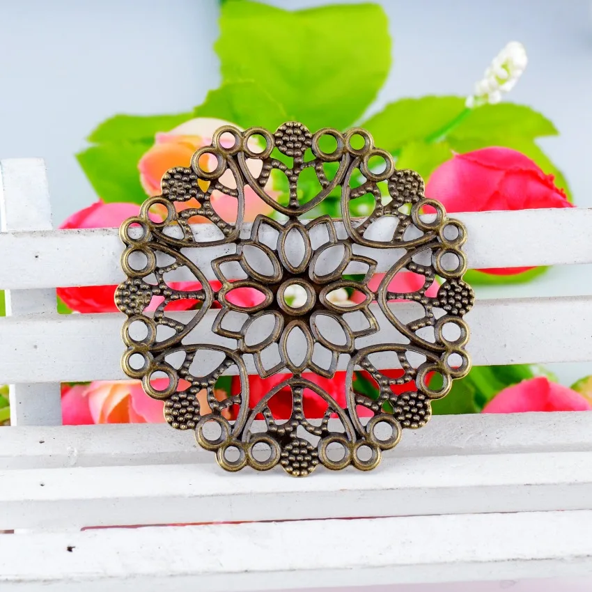 

Розничная продажа, 5 шт., античная бронза, филигранные Цветочные оболочки, соединители, металлические украшения, фурнитура «сделай сам», сое...