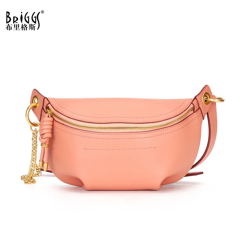BRIGGS Waist Packs Genuine Leather Crossbody Bags For Women Chest Bag Luxury Handbags Women Bags Designer Ladies Purse