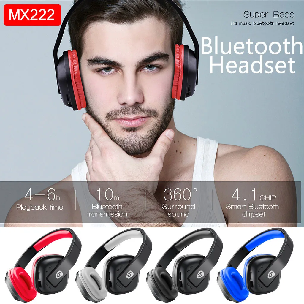 OVLENG MX222 Bluetooth наушники Сабвуфер стерео Спортивная гарнитура с микрофоном Музыка TF