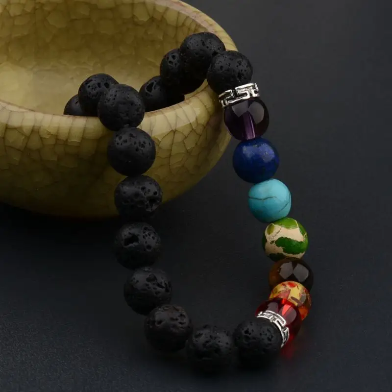 Fashion 8MM Natural Matte Stone Reiki  Beads Charm Beaded 7 Chakra Bracelets