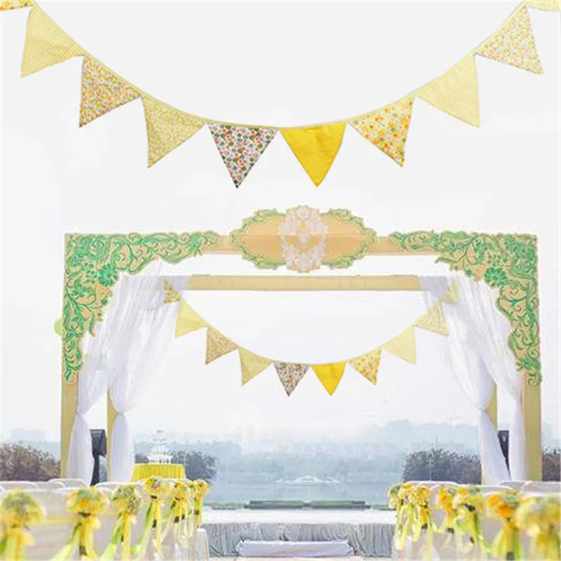 Новые Желтые тканевые флаги баннеры для свадебного декора вечеринки гирлянды