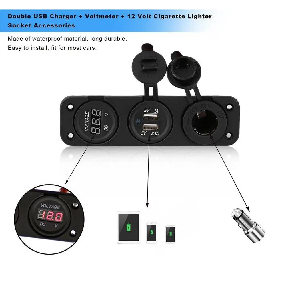 12V Car Cigarette Lighter Socket Splitter 2 Port Multi Functions USB Power Adapter Charger for Smart Cell Phone Safely Charging |