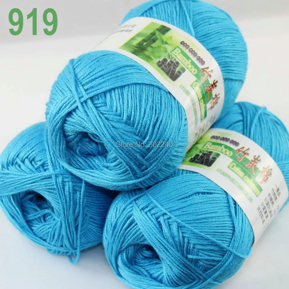 Lot of 3 Skeins Super Soft Natural Bamboo Cotton Knitting Yarn Turquoise 919