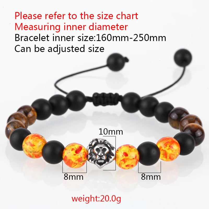 Браслет для мужчин/браслеты йоги мужчин Лев и череп с камнем браслет из бисера
