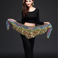 new style belly dance belt newest multi color glass silk belly dancing belt scarf crystal bellydance waist chain hip scarf