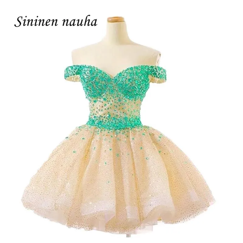 

Short Prom Party Dress Homecoming Dress Off Shoulder Crystals Ball Gown Tulle For Women Juniors Vestido De Festa Longo 164