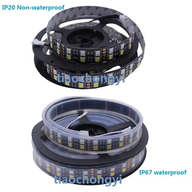 24V 5M 5050 RGBWW теплый белый 600LED двухрядная Светодиодная лента IP67 + контроллер