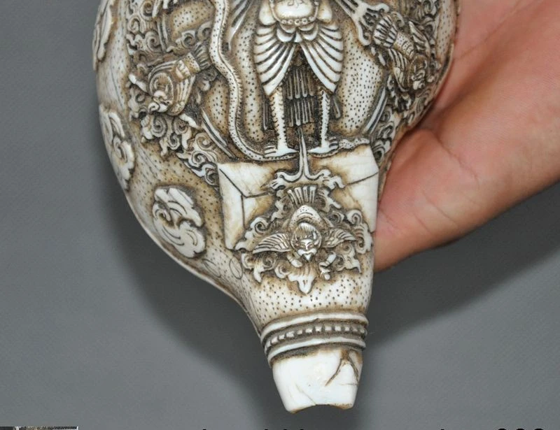 old Tibet temple Conch Shell Trumpet Winged Garuda Bird God Tantra Buddha Statue | Дом и сад