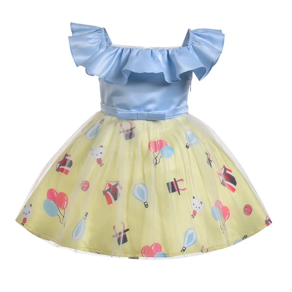 Baby girl princess dress cartoon balloon strap mesh dresses Christmas show casual clothing evening 2-7 years old | Детская одежда и