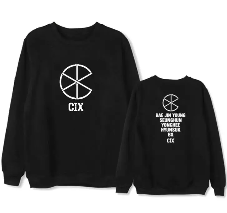 Kpop cix логотип а так же все имена участников печать Круглая горловина пуловер с
