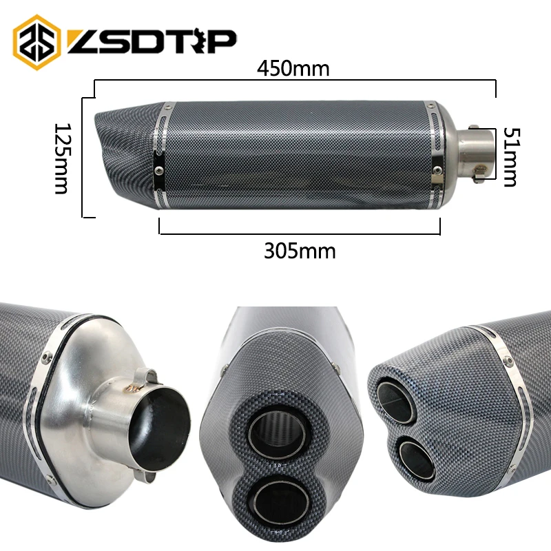 ZSDTRP 51 мм Akrapovic мото rcycle глушитель труба 250cc 350cc 600cc escape moto для tmax530 msx125 gsr600 CBR250 CB400 600