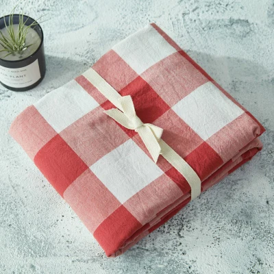 plaid h 1 шт., простыня из стираного хлопка, домашняя простыня в клетку/полоску, однотонная, мягкая, двойная/полная/queen/King size - Цвет: plaid h