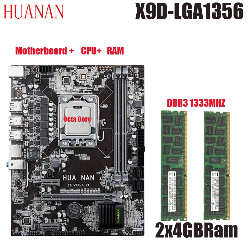 Новое поступление! HUANAN X9D LGA 1356 компл. материнская плата Xeon E5 2450L Оперативная