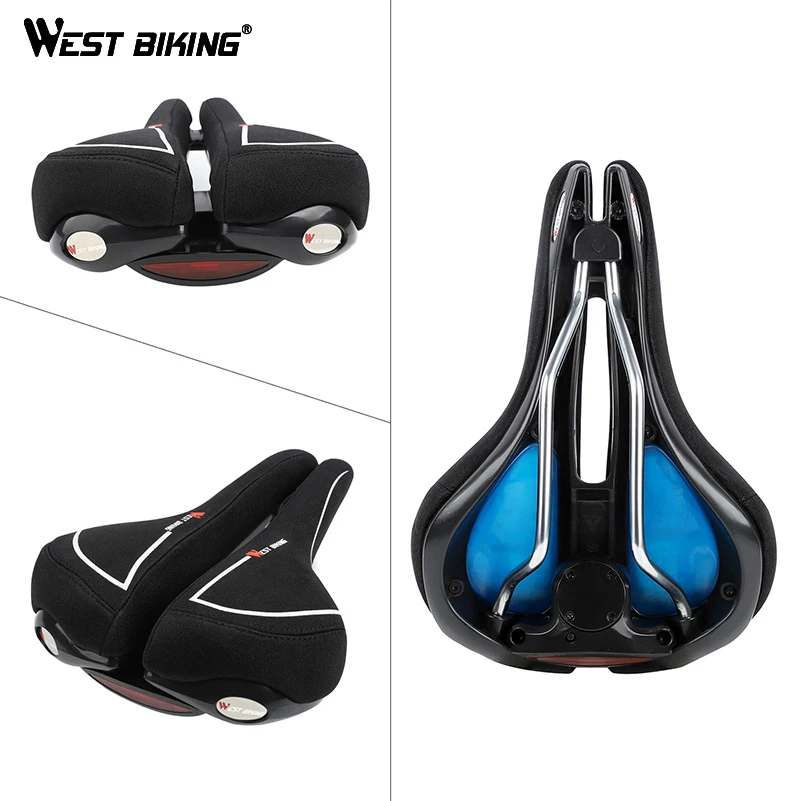 WEST BIKING MTB велосипедное седло с задним фонарем силиконовое гелевое мягкое удобное