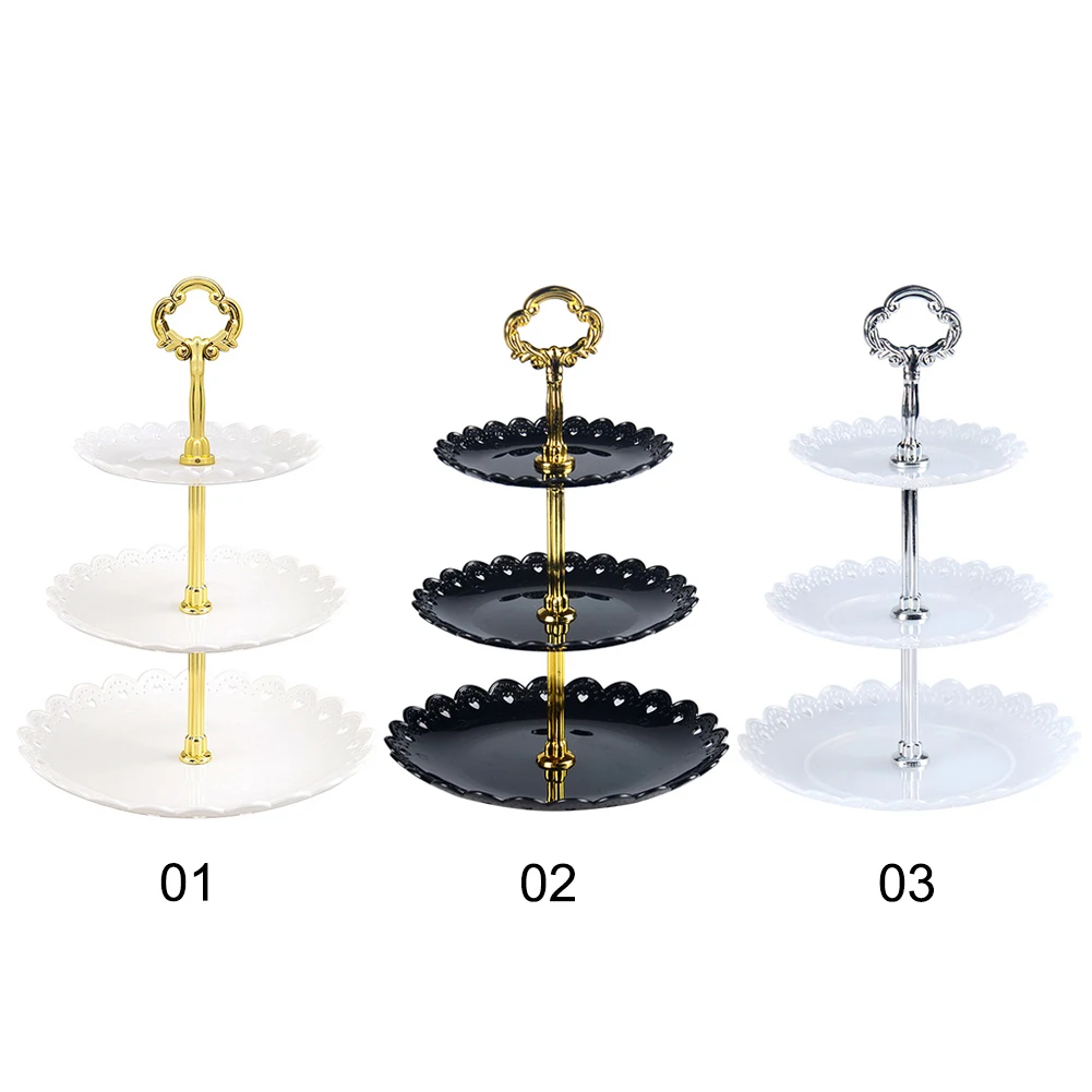 3 уровневая пластиковая подставка для десертов кондитерских изделий торта
