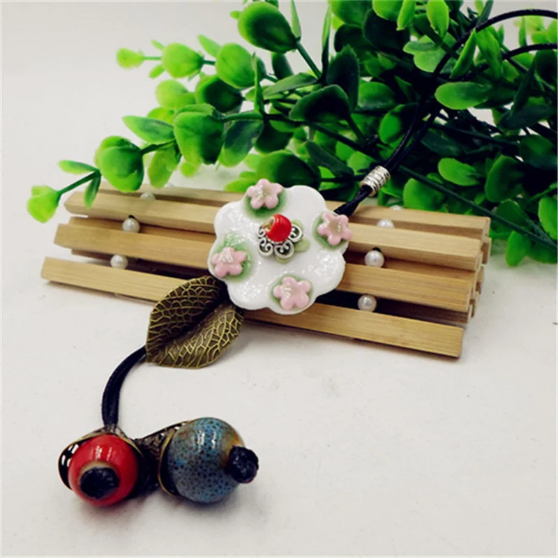 Керамические винтажные бусы ожерелье свитер цепь Висячие Бусы ремесла Ювелирные