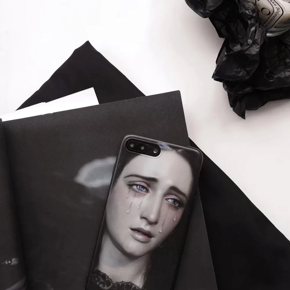 JiBan Fashion Art Painting Phone Shell For iPhone X Cases Luxury Soft Cover 7 8 6 Plus Cry Girl Fundas Accessories |