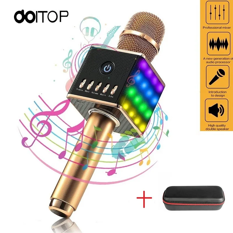 DOITOP профессиональный Bluetooth микрофон для караоке портативный ручной беспроводной