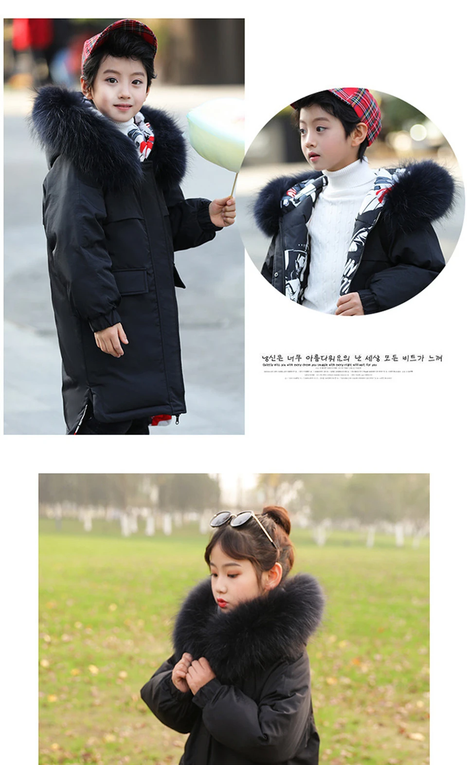 New Girls Winter Duck Down Jackets Thicken Two-Sided Wear Outerwear Coat for Teens Big Girl 4-16 Y Parkas Coat-30 Degree