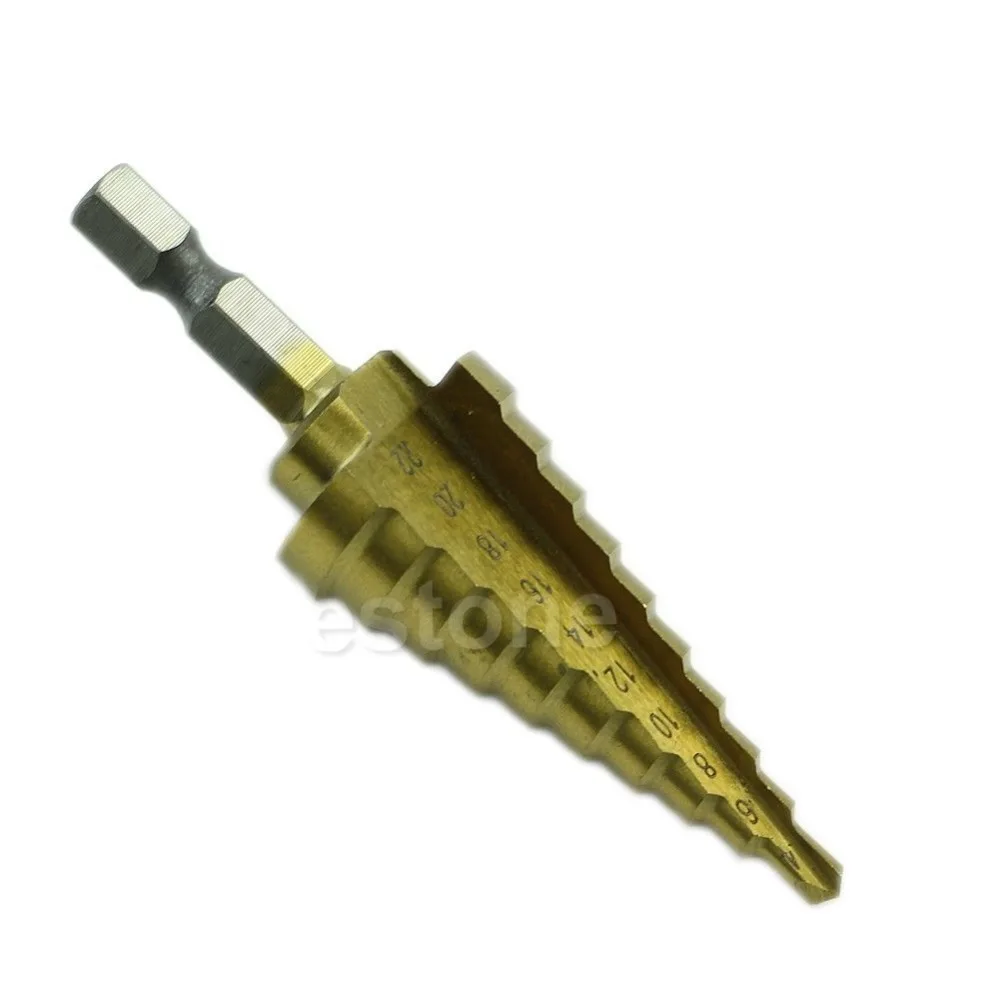 

Hex Titanium Step Cone Drill Bit Hole Cutter 4-22mm HSS 4241 For Sheet Metal Apr 09