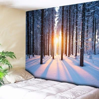 hippie boho decor tapestry wall hanging sunshine forest snow scenery christmas decorative wall carpets couch blanket 200cmx150cm