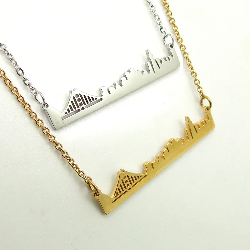 DICAYLUN Stainless Steel Landscape Necklace City San Francisco Skyline Fashion Choker Cityscape Chain Jewerly Minimalist Gifts |